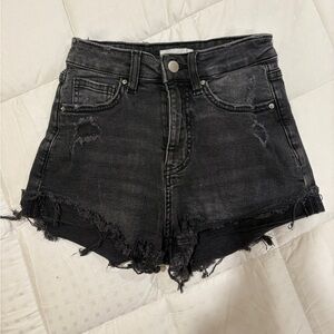 Women's Black Distressed Denim Shorts